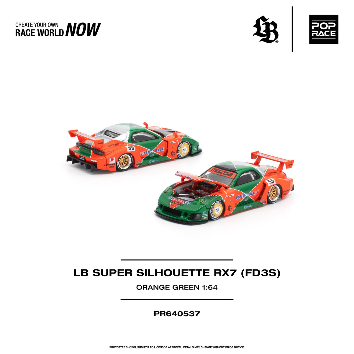 Poprace 1/64 scale LB Super Silhouette RX7 FD3S model car