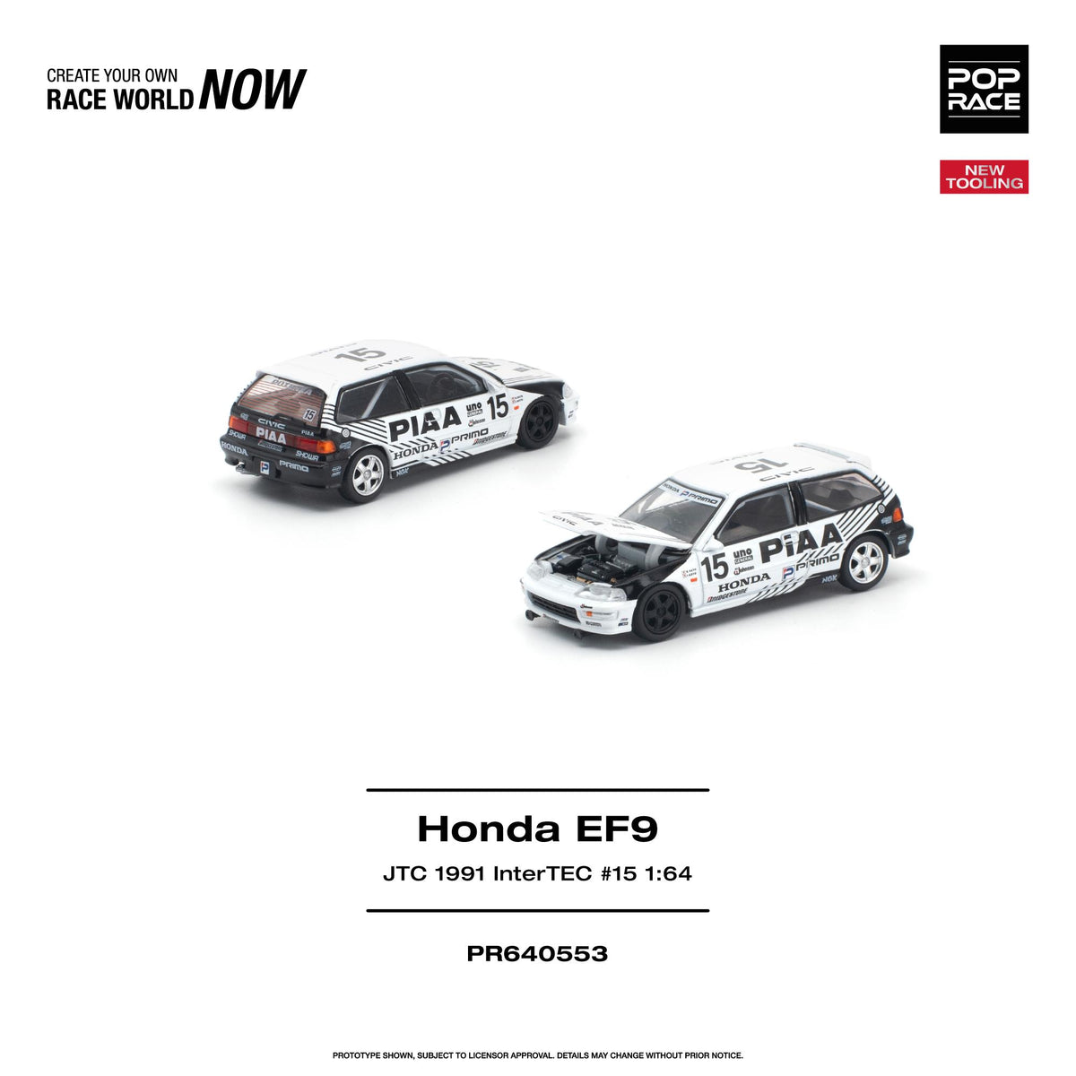 Poprace 1/64 Honda Civic EF9 white #15 JTC 1991 InterTEC livery