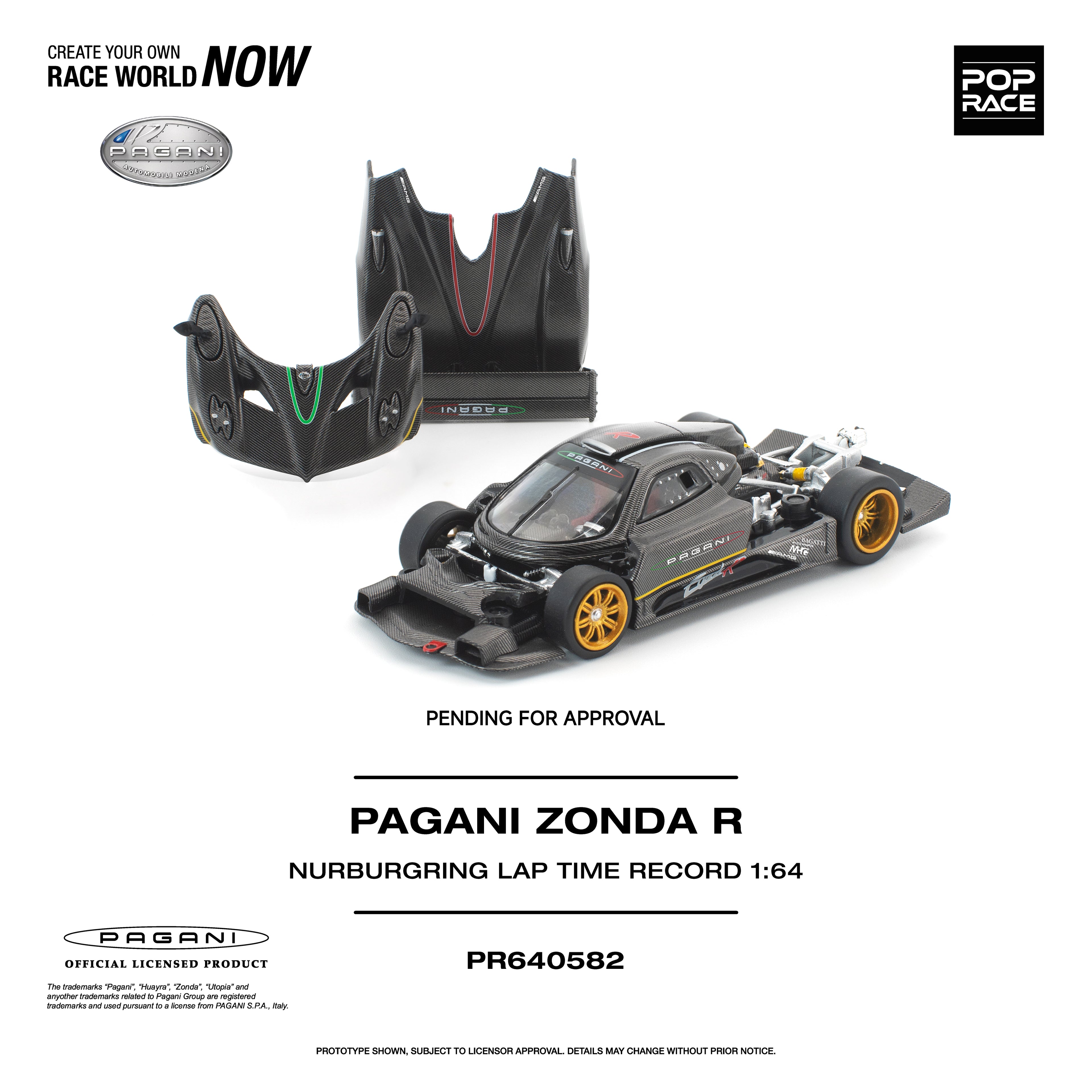 Poprace 1/64 Pagani Zonda R Nurburgring Lap Time Record PR640582 with removable parts
