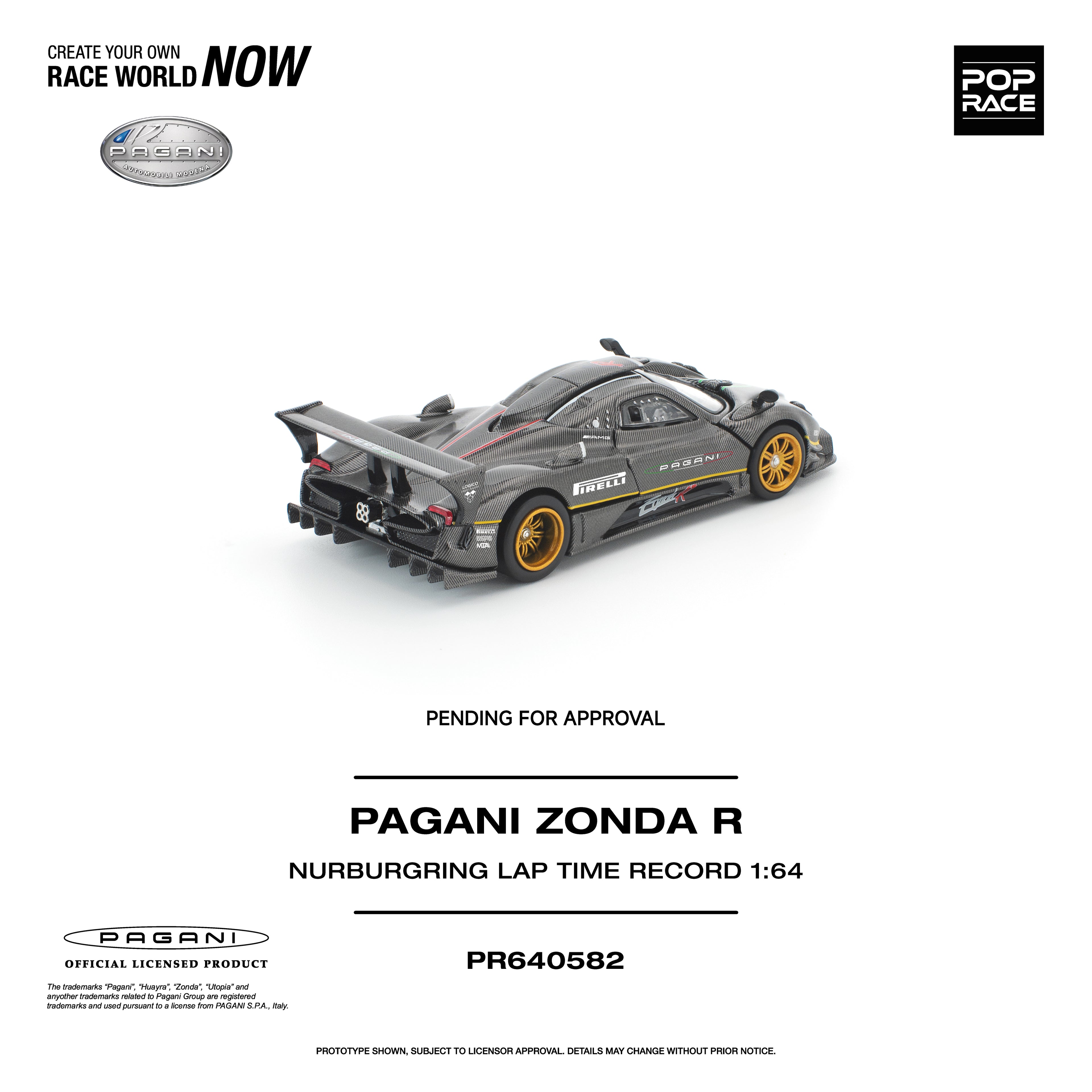 Poprace 1/64 Pagani Zonda R Nurburgring Lap Time Record PR640582 from a rear angle