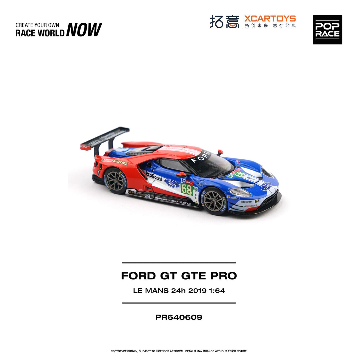 Ford GT GTE Pro model front three-quarter angle white