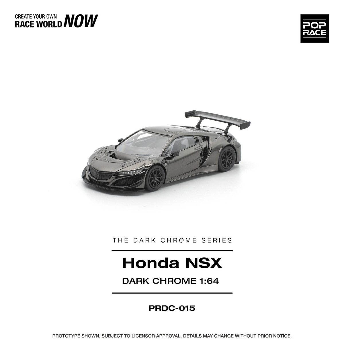 Dark chrome NSX GT3 race car model from above
