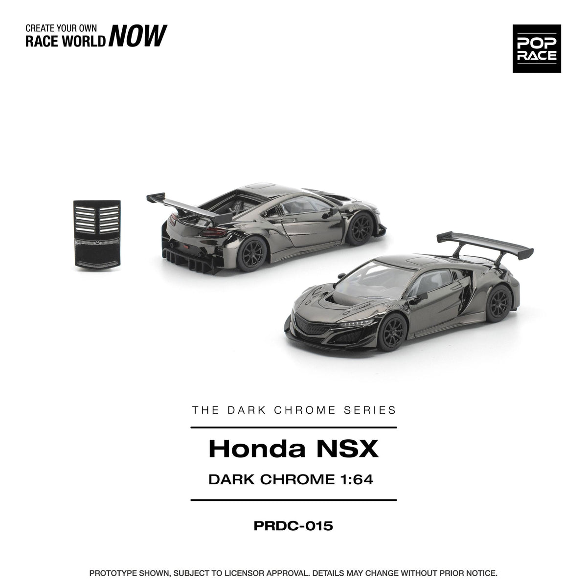 Poprace 1/64 Honda NSX GT3 EV022 in dark chrome finish