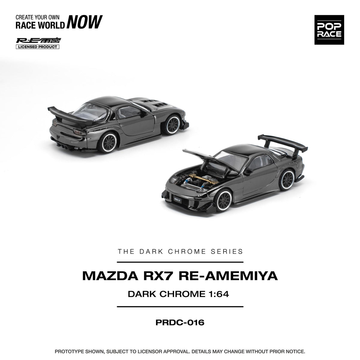 Poprace 1/64 Mazda RX-7 FD in dark chrome finish