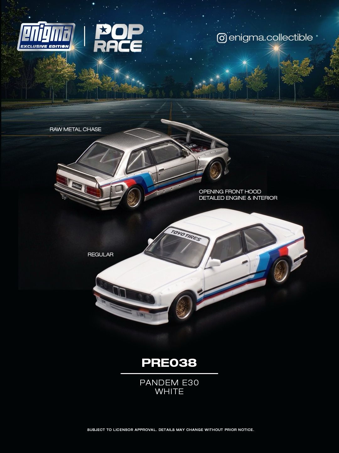 White Poprace 1/64 scale Pandem E30 diecast model car