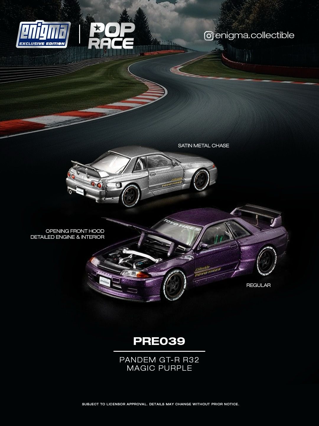 Poprace 1/64 diecast Nissan Skyline GT-R R32 in Magic Purple Pandem livery