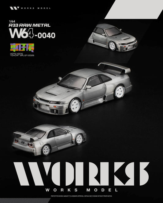 Works Model R33 raw metal finish 1/64 scale diecast model car