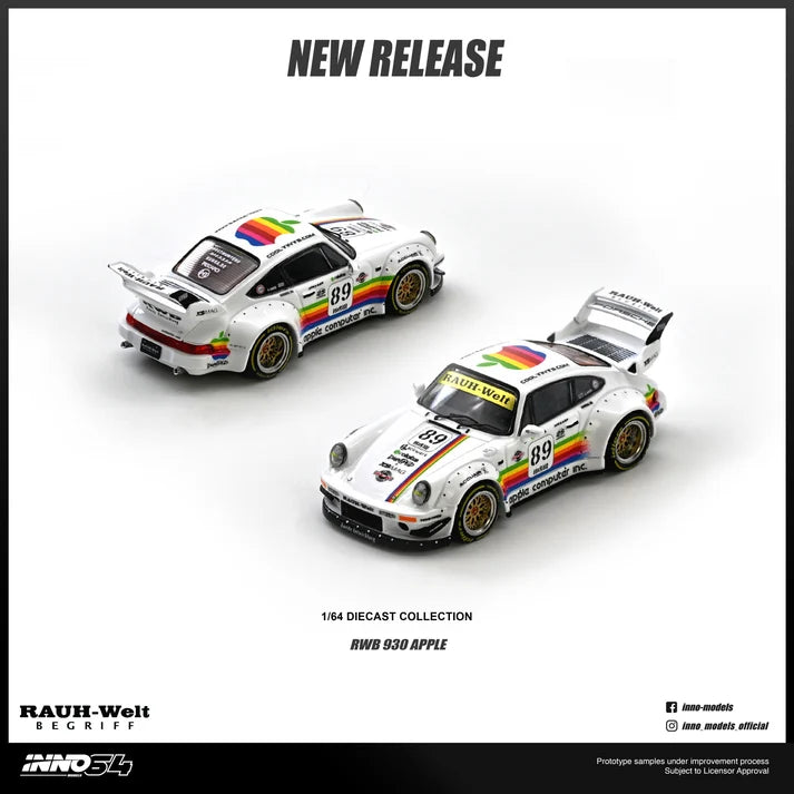 Inno64 1/64 scale RWB 930 sports car in Apple red livery