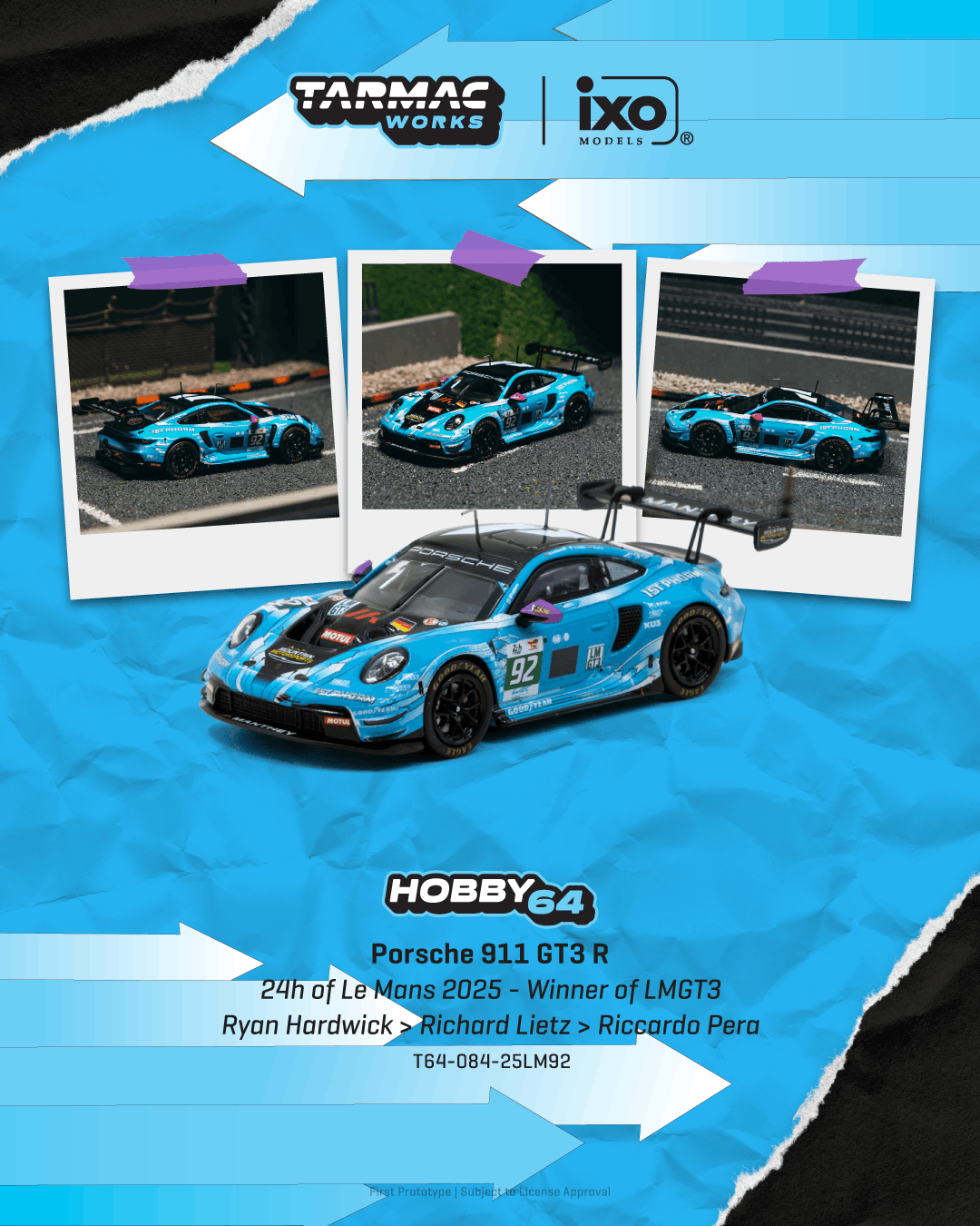 Tarmac Works 1/64 scale Porsche 911 GT3 R Le Mans 2025 livery