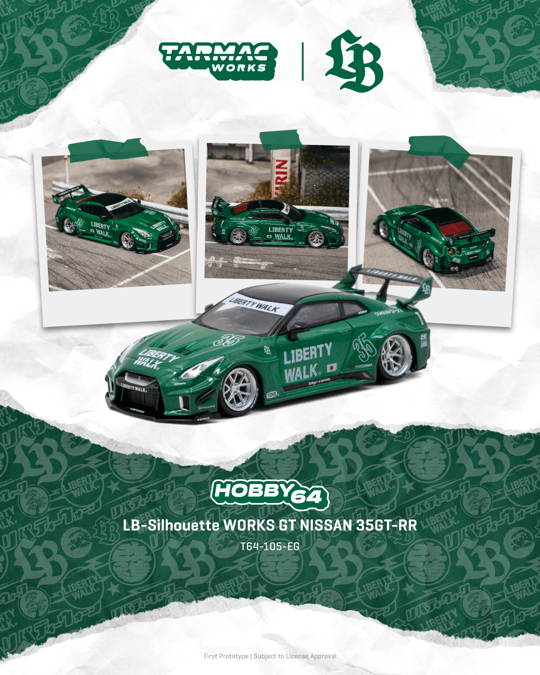 (PREORDER) TARMAC WORKS 1/64 LB-SILHOUETTE WORKS GT NISSAN 35GT-RR EMERALD T64-105-EG GREEN