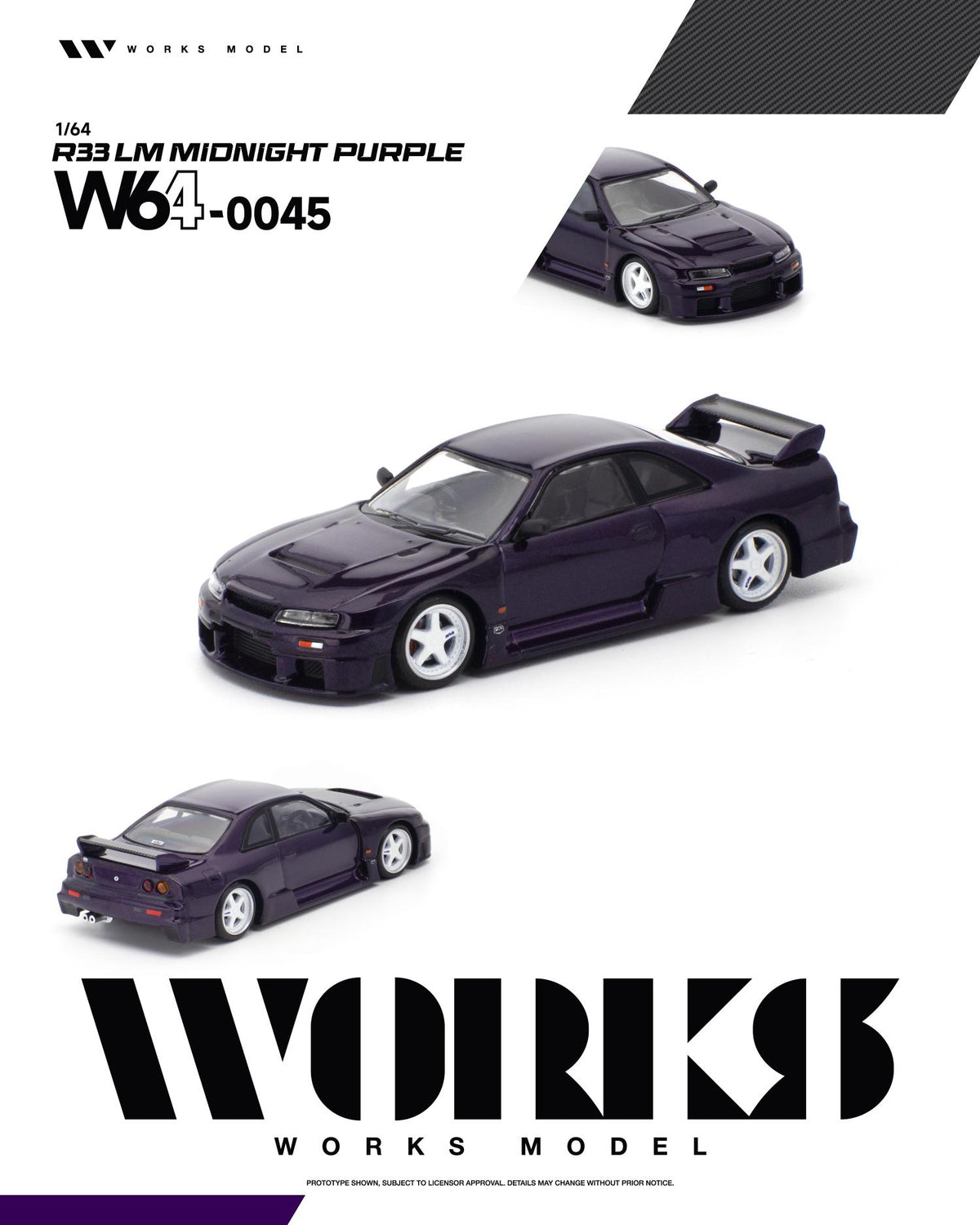 Midnight Purple Works R33 LM 1/64 scale model with racing decals
