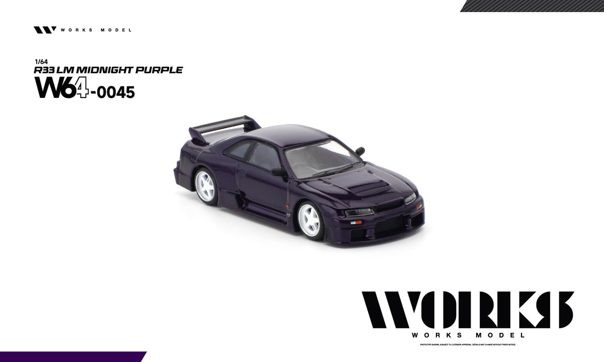 Works 1/64 R33 LM race car in Midnight Purple livery