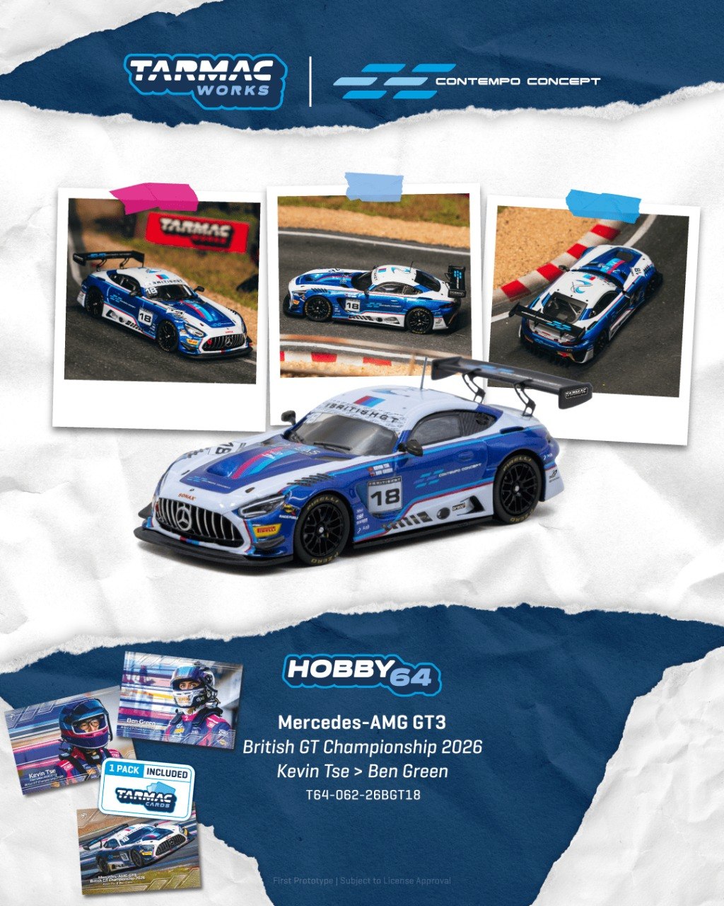 Tarmac Works 1/64 Mercedes-AMG GT3 in British GT Championship 2026 livery