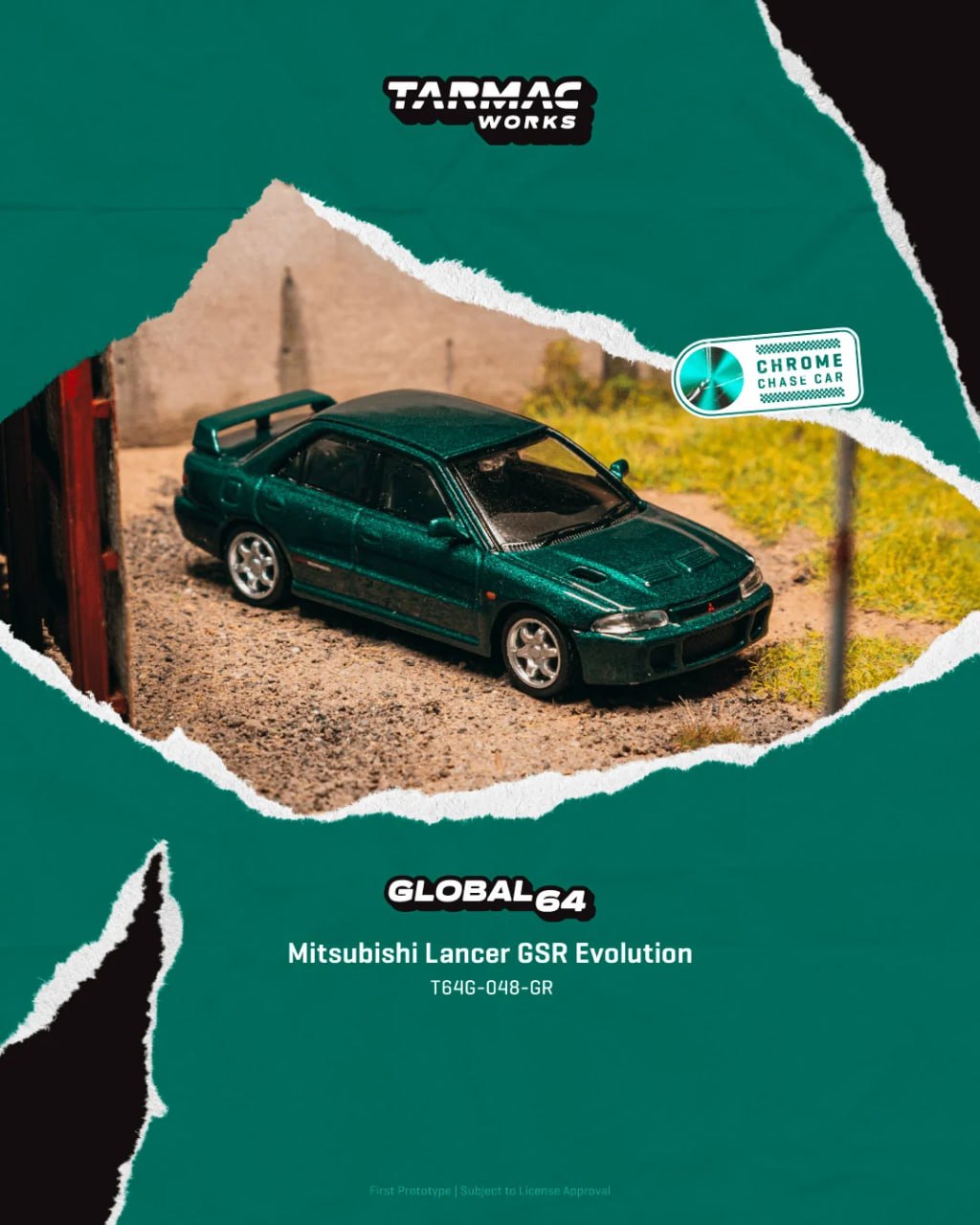 Tarmac Works 1/64 Mitsubishi Lancer GSR Evolution in Green Metallic