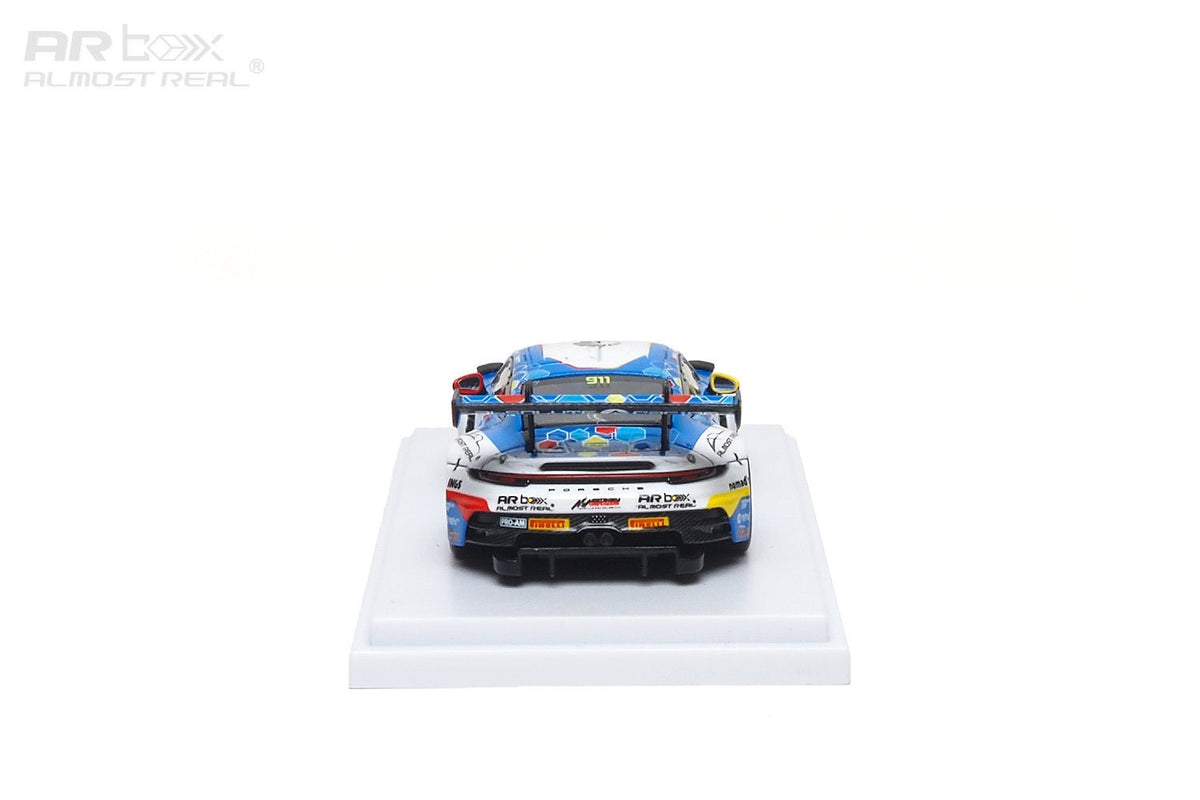 Almost Real 1/64 Porsche 911 GT3 R complete model in display lighting