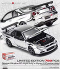 Motorhelix 1/64 Nissan Skyline GT-R R34 V-Spec II in electroplating silver