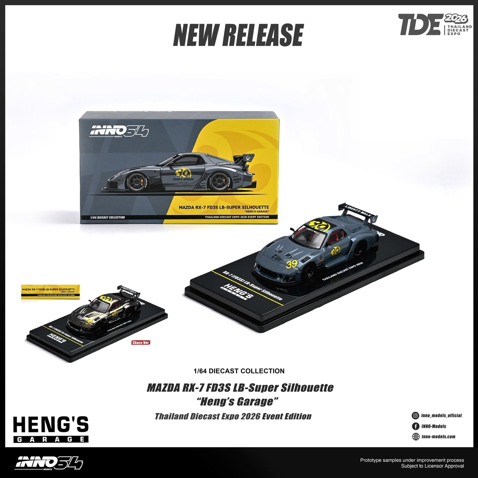 INNO64 MAZDA RX-7 FD3S LB-Super Silhouette "Heng's Garage" TDE 2026 IN64-LBWKRX7-09-TDE26