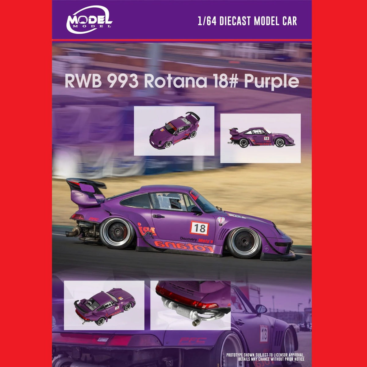 Modelmodel64 1/64 RWB Porsche 993 Rotana #18 diecast model