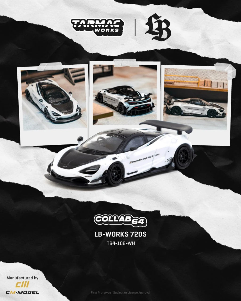 Tarmac Works 1/64 scale LB-Works 720S in White diecast model