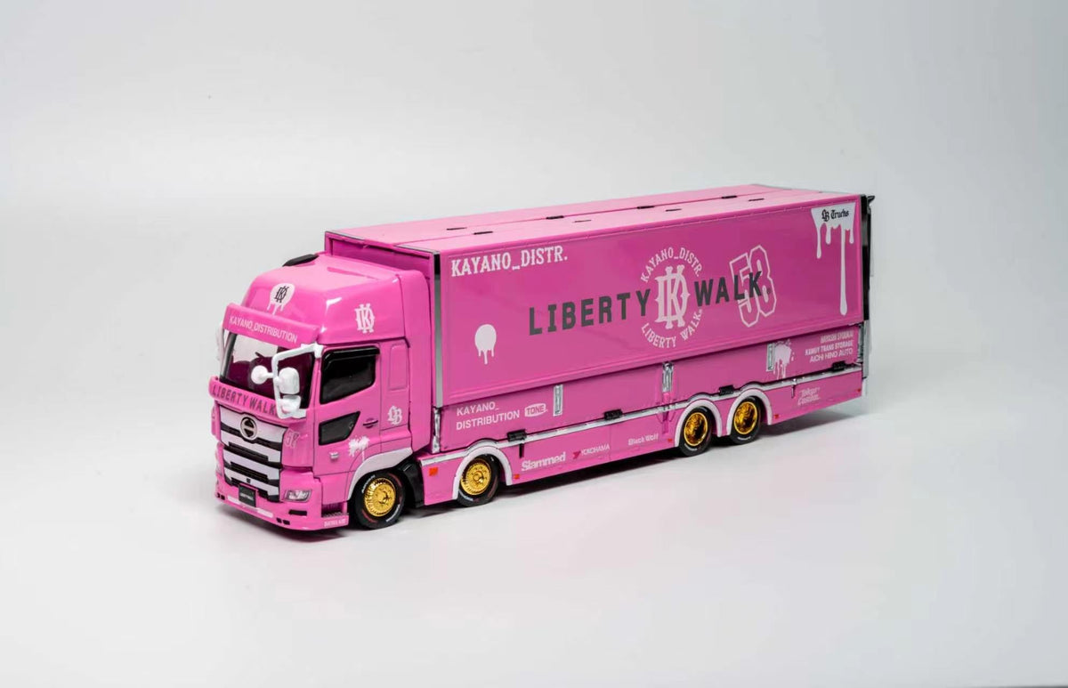 Pink Kayano Distribution Hino 700 truck side profile