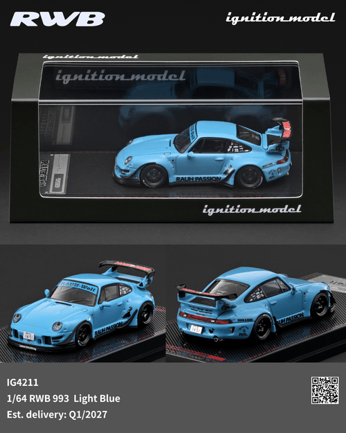 (PREORDER) IGNITION MODEL 1/64 RWB 993 LIGHT BLUE IG4211 1:64 diecast model