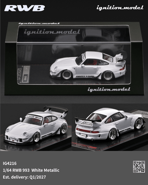 (PREORDER) IGNITION MODEL 1/64 RWB 993 WHITE METALLIC IG4216 1:64 diecast model