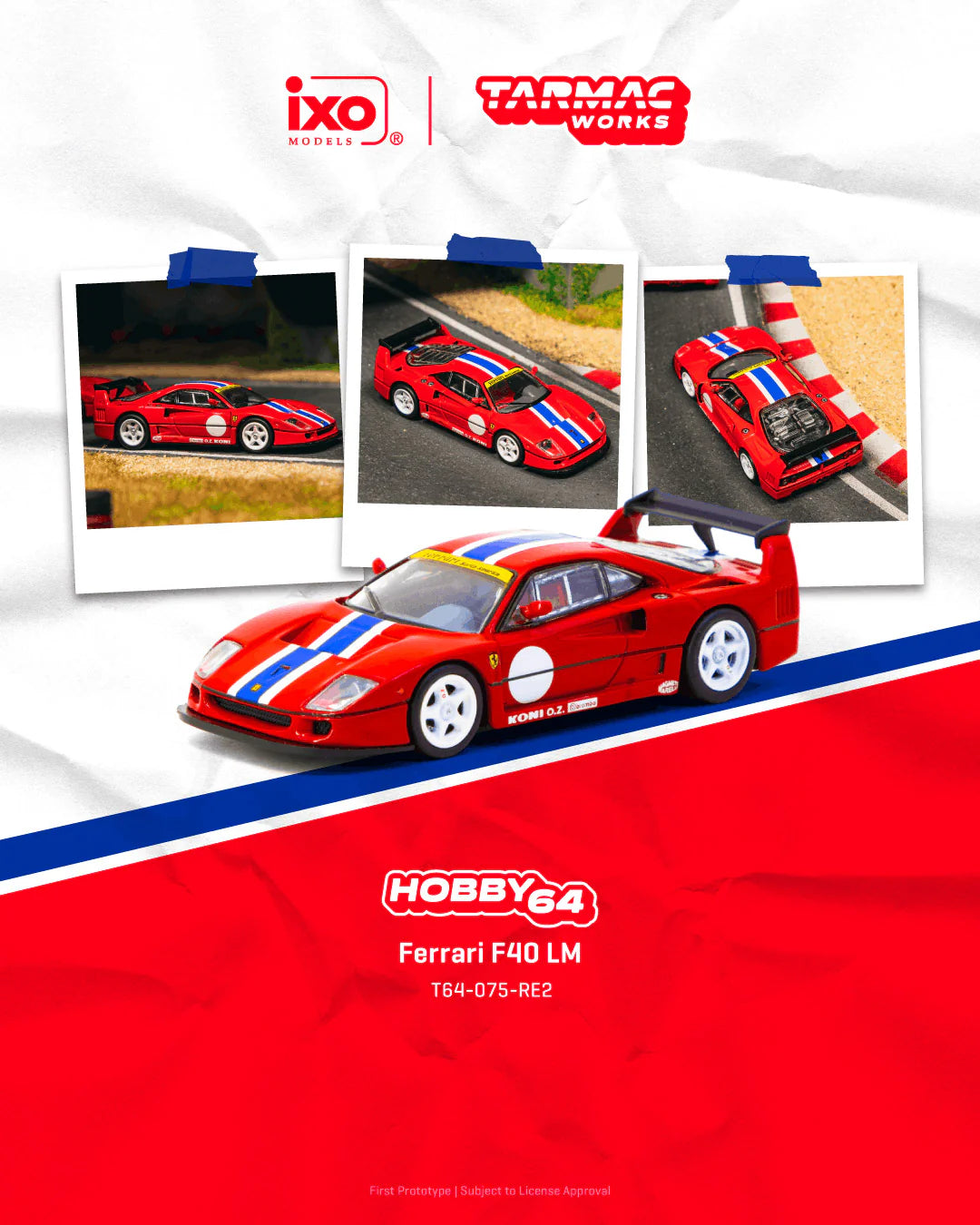 TARMAC WORKS HOBBY64 1/64 Ferrari F40 LM Red T64-075-RE2