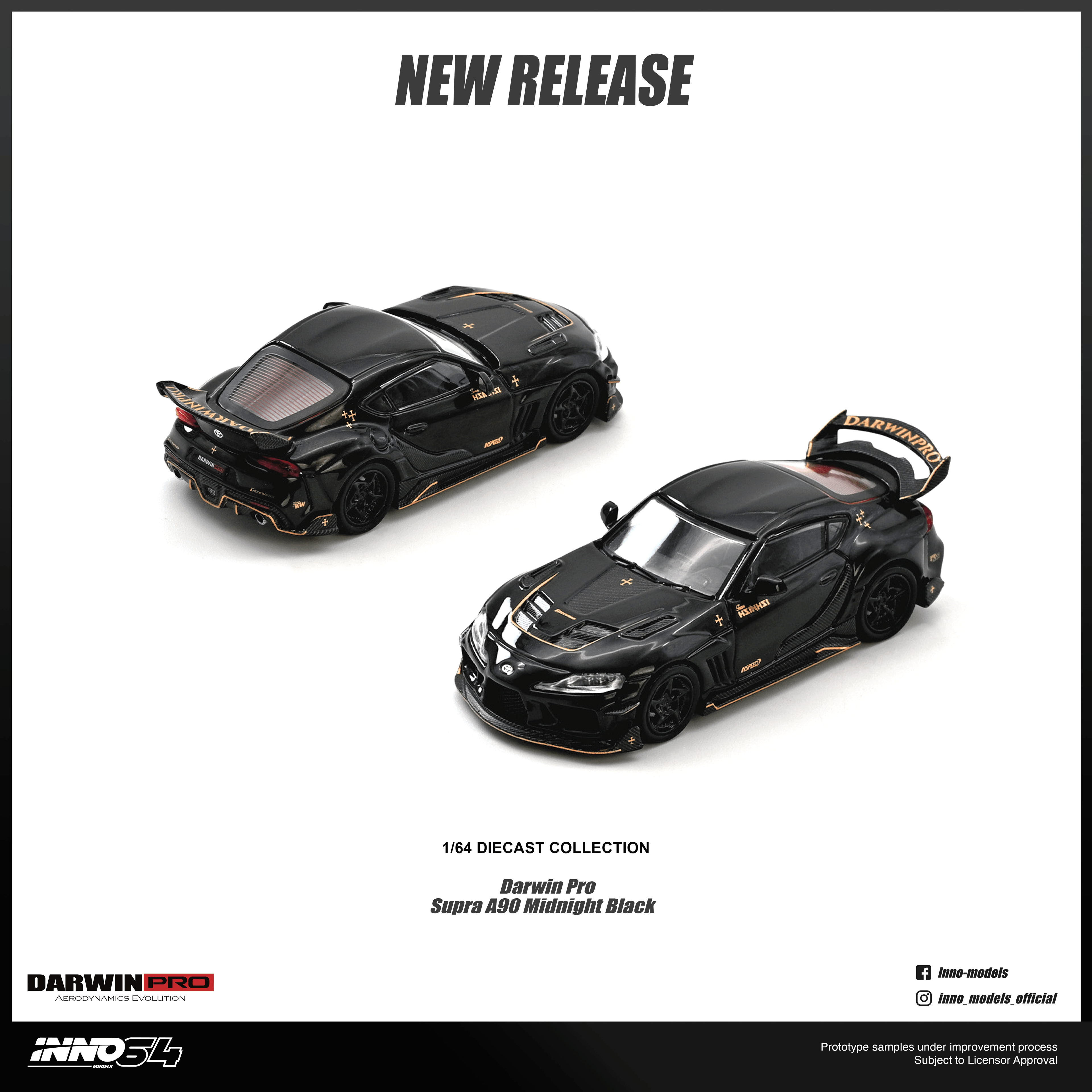 (PREORDER) INNO64 1/64 DARWIN PRO SUPRA A90 GLOSS BLACK IN64-A90DP-GBLACK 1:64 diecast model