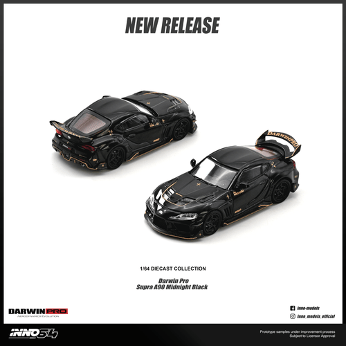 (PREORDER) INNO64 1/64 DARWIN PRO SUPRA A90 GLOSS BLACK IN64-A90DP-GBLACK 1:64 diecast model