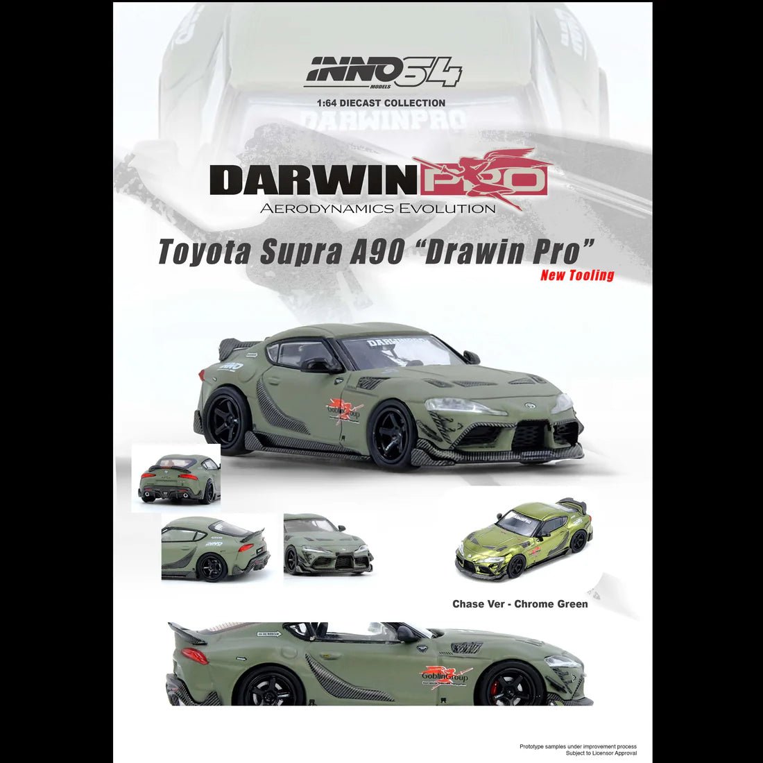 INNO64 1/64 TOYOTA SUPRA A90 DARWIN PRO Matt Green IN64 - A90DP - MATGR 1:64 diecast model