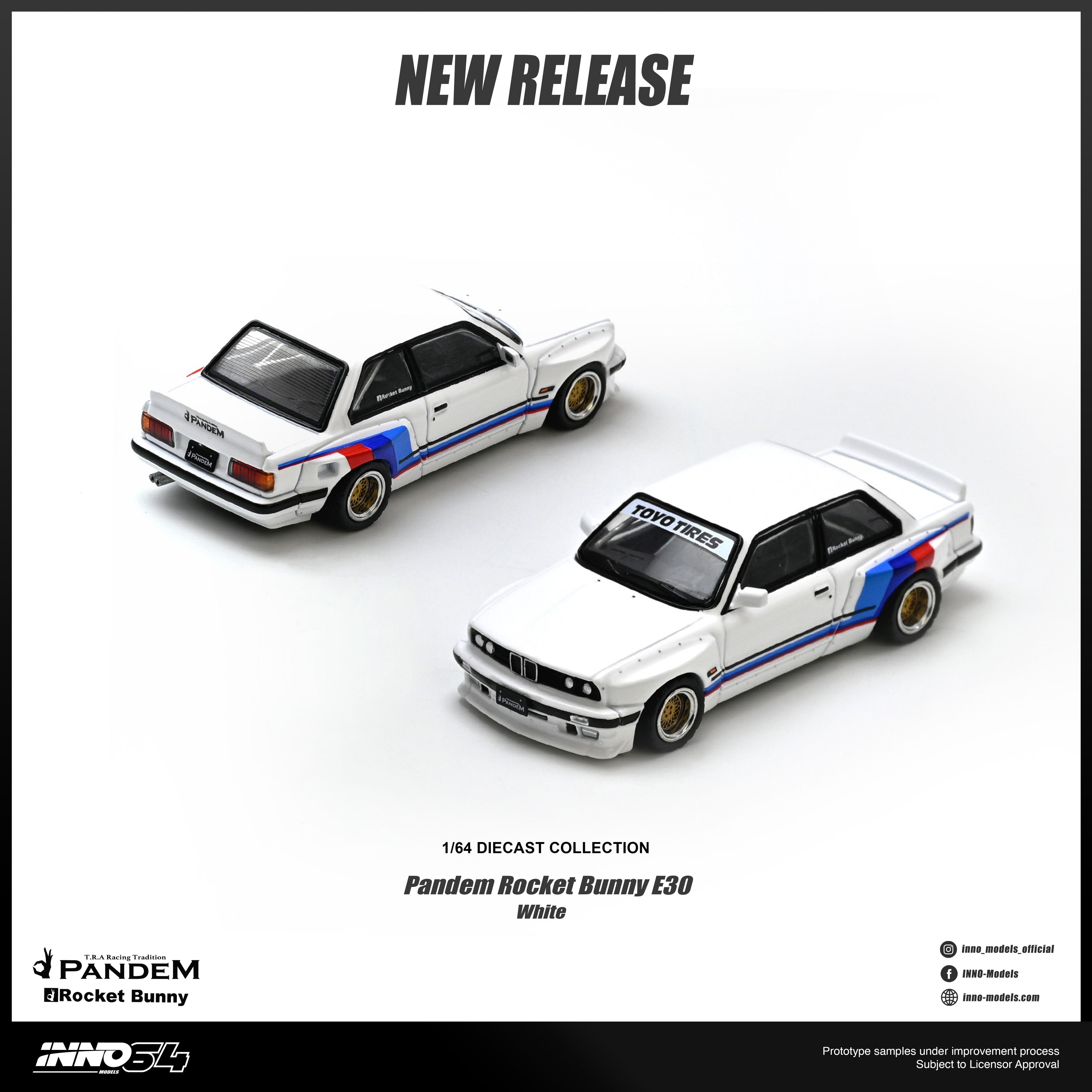 (PREORDER) INNO64 1/64 PANDEM ROCKET BUNNY E30 WHITE IN64-E30P-WHI 1:64 diecast model