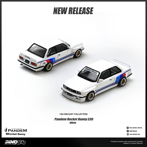 (PREORDER) INNO64 1/64 PANDEM ROCKET BUNNY E30 WHITE IN64-E30P-WHI 1:64 diecast model