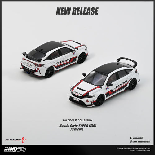 (PREORDER) INNO64 1/64 HONDA CIVIC (FL5) J'S RACING IN64 - FL5JS - WHI 1:64 diecast model
