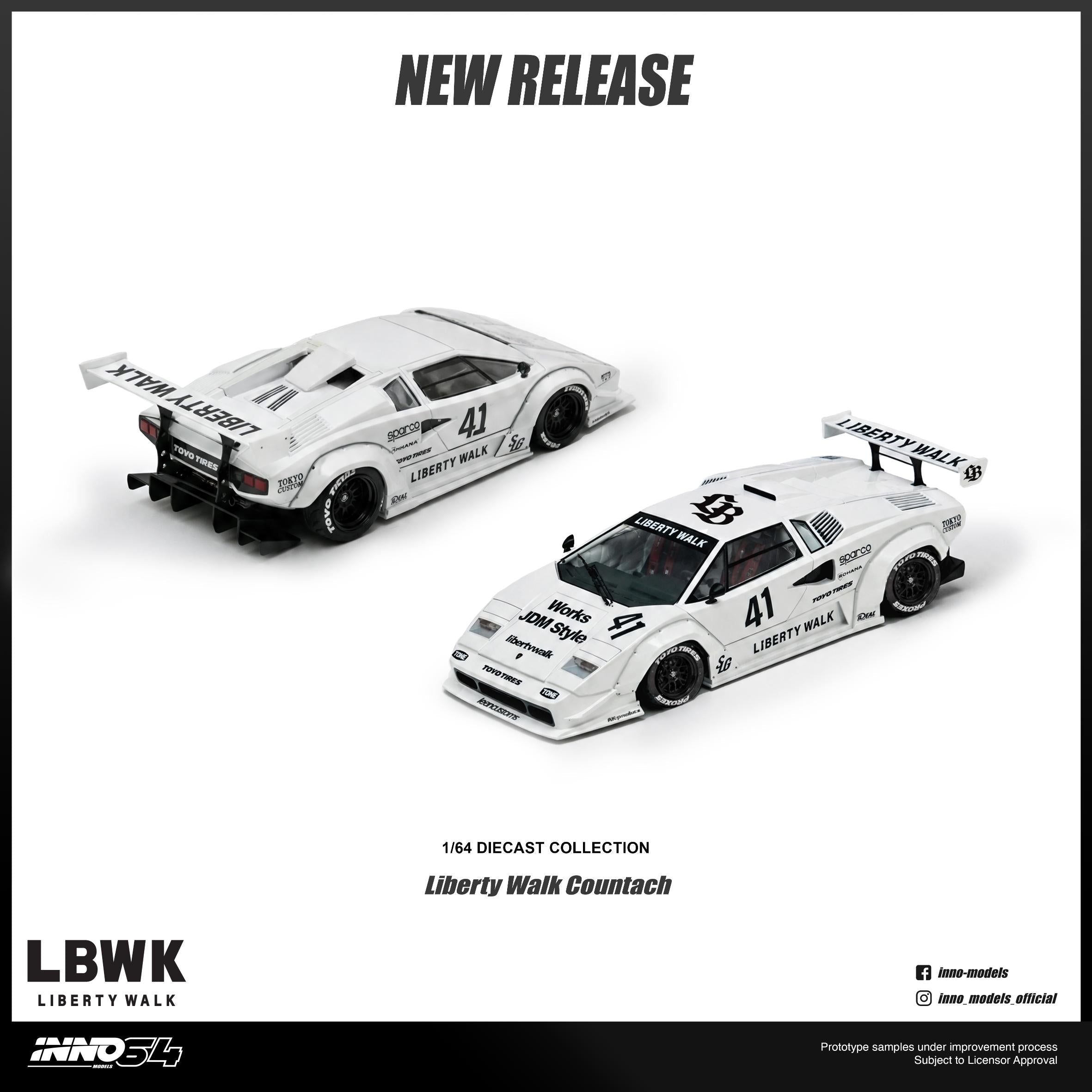 (PREORDER) INNO64 1/64 LIBERTY WALK COUNTACH IN64 - LBCOUNTACH - 01 1:64 diecast model