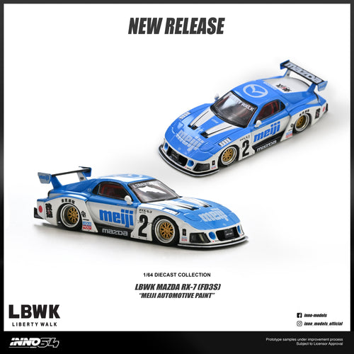 (PREORDER) INNO64 1/64 MAZDA RX7 (FD3S) LB-SUPER SILHOUETTE "MEIJI" IN64-LBWKRX7-10 1:64 diecast model