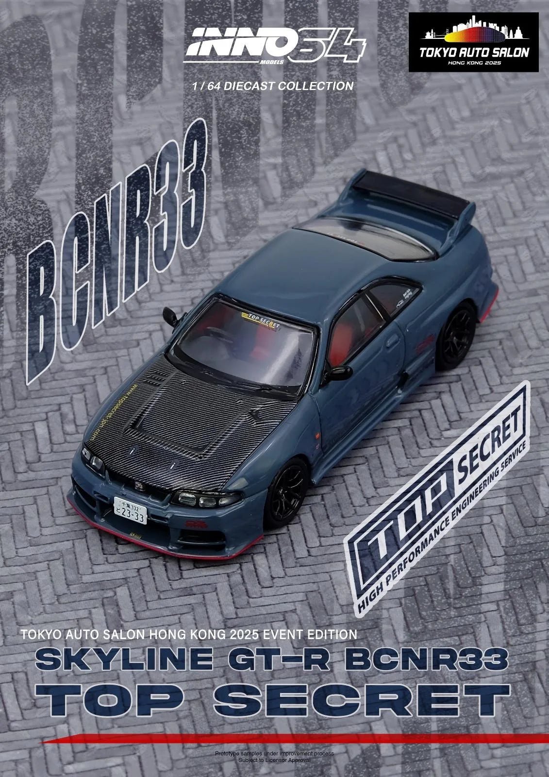 IN64-R33TS-TASHK25 – 1:64 TOP SECRET SKYLINE GT-R BCNR33 Tokyo Auto Salon HongKong IN64-R33TS-TASHK25 1:64 diecast model