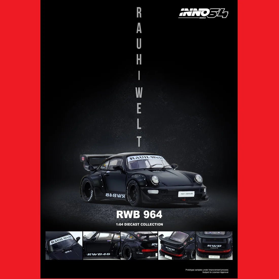 INNO64 1/64 RWB 964 Black Matt IN64 - RWB964 - BM 1:64 diecast model