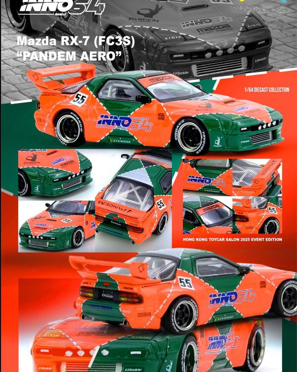 INNO64 1/64 Mazda RX - 7 (FC3S) "PANDEM AERO" Hong Kong ToyCar Salon 2025 Exclusive Model IN64 - RX7FCP - HKTS25 1:64 diecast model