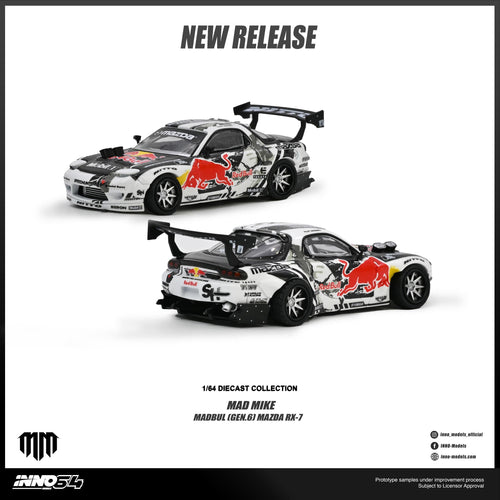 (PREORDER) INNO64 1/64 MAZDA RX-7 MAD MIKE "MADBUL Gen6" IN64-RX7MM-02 1:64 diecast model