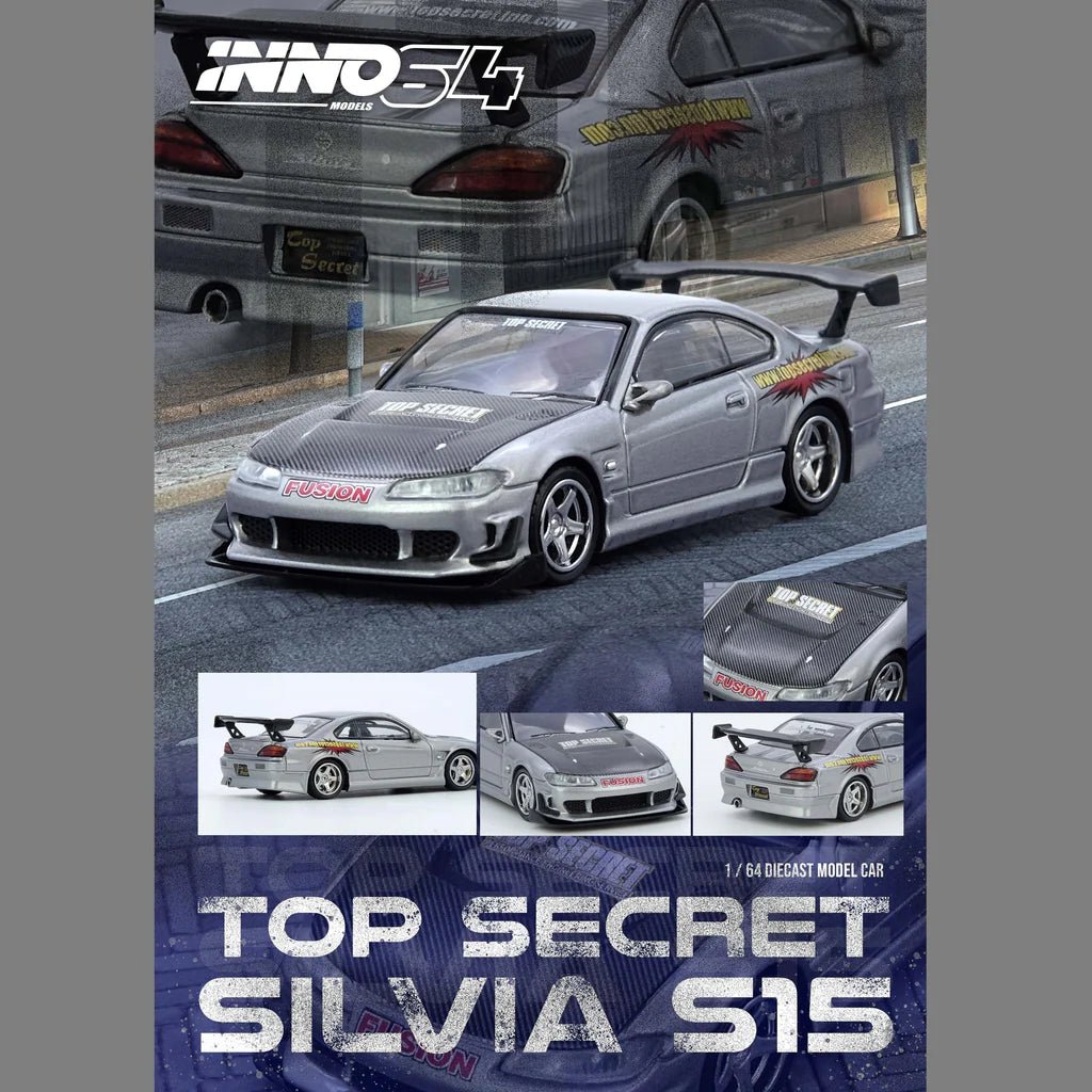 INNO64 1/64 TOP SECRET SILVIA (S15) Silver IN64 - S15TS - SIL 1:64 diecast model