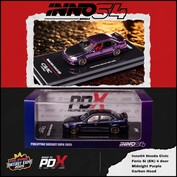 Inno64 1/64 scale Honda Civic Ferio Si EK in Midnight Purple livery