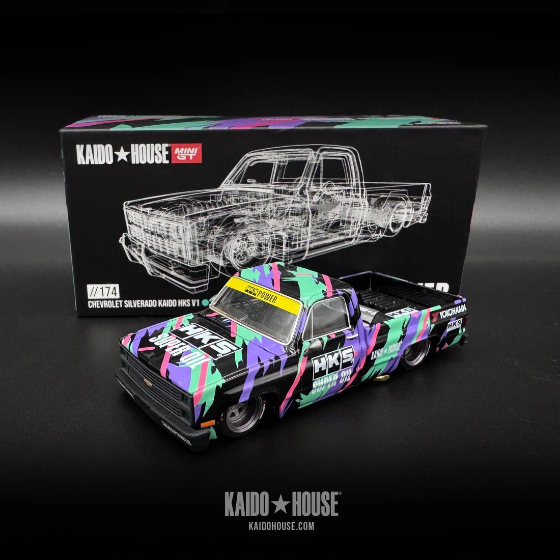 MINI GT x Kaido House 1/64 Chevrolet Silverado KAIDO HKS V1 KHMG174 1:64 diecast model