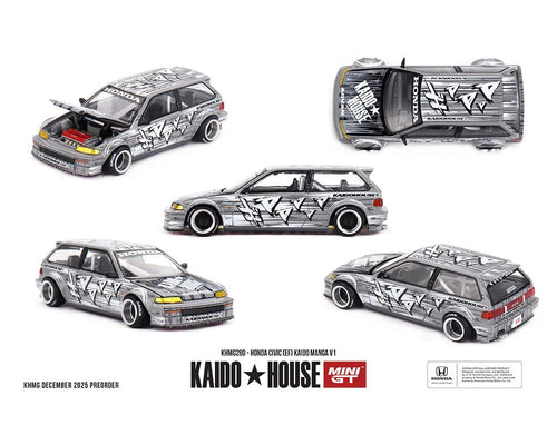 (PREORDER) KAIDO HOUSE X MINI GT HONDA CIVIC (EF) KAIDO MANGA V1 – SILVER KHMG260 1:64 diecast model
