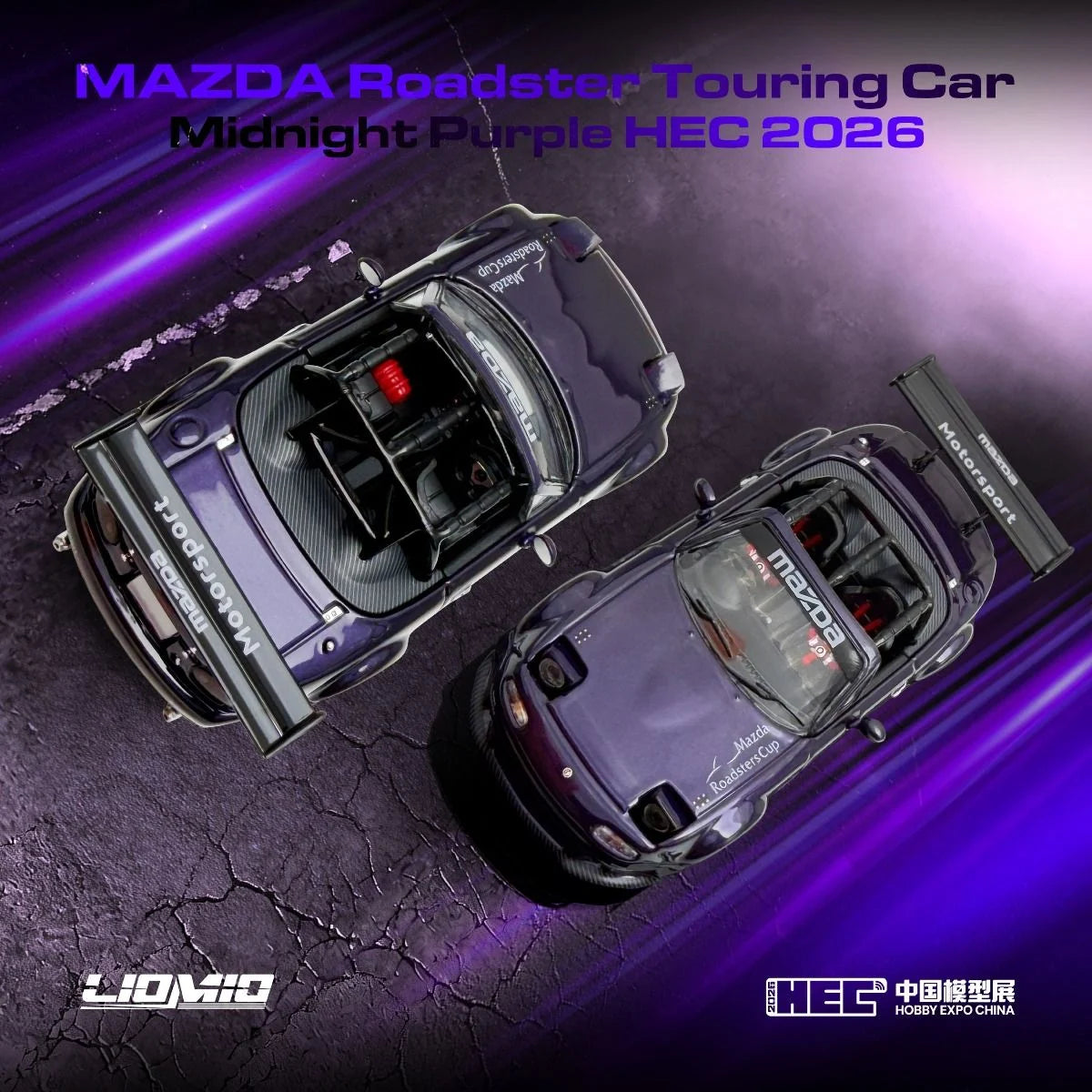 Midnight Purple Mazda Roadster diecast model by Liomio, 1/64 scale