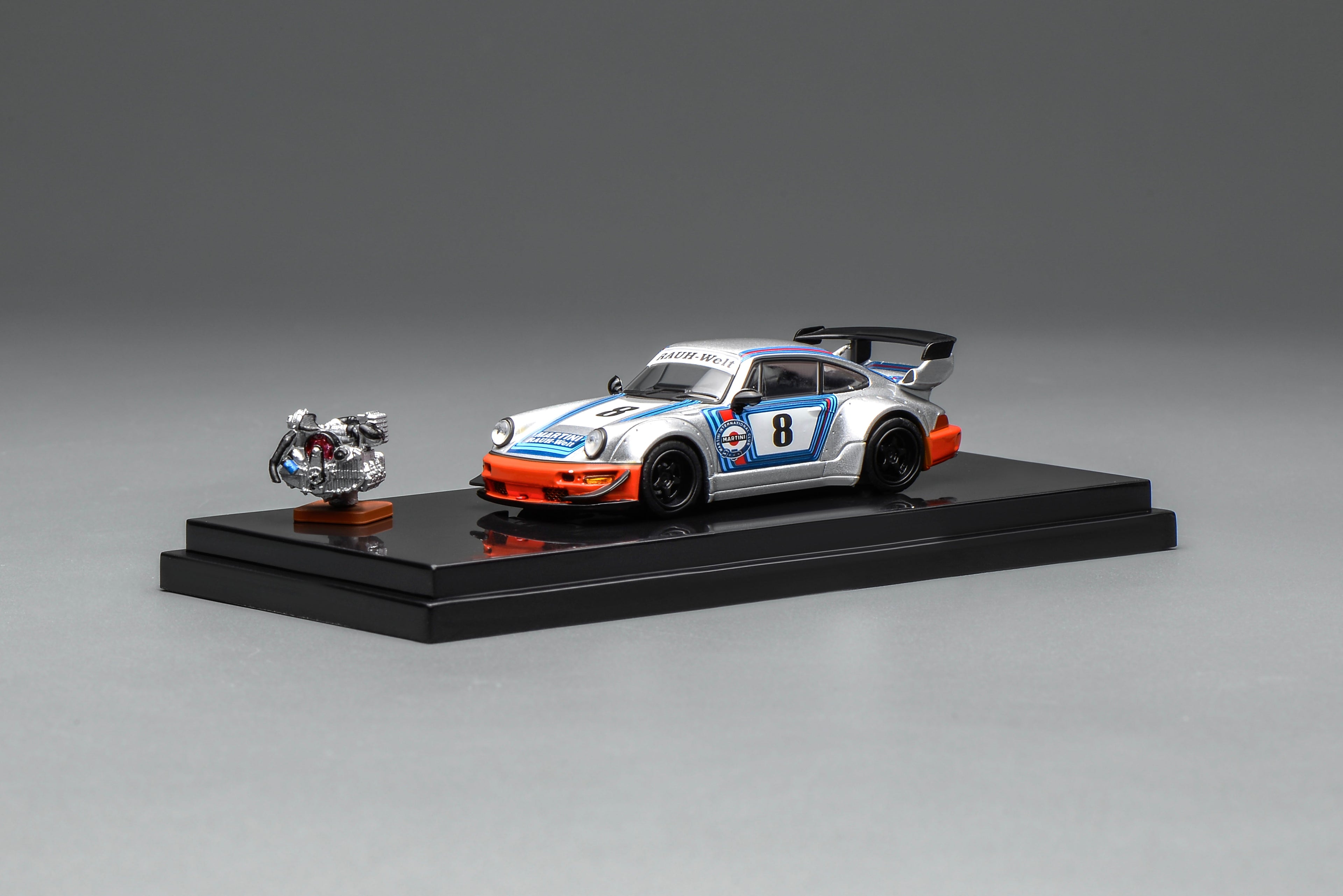 (PREORDER) MOTORHELIX 1/64 RWB 964 Martini with Magnetic Air - Cooled Engine M62104 1:64 diecast model