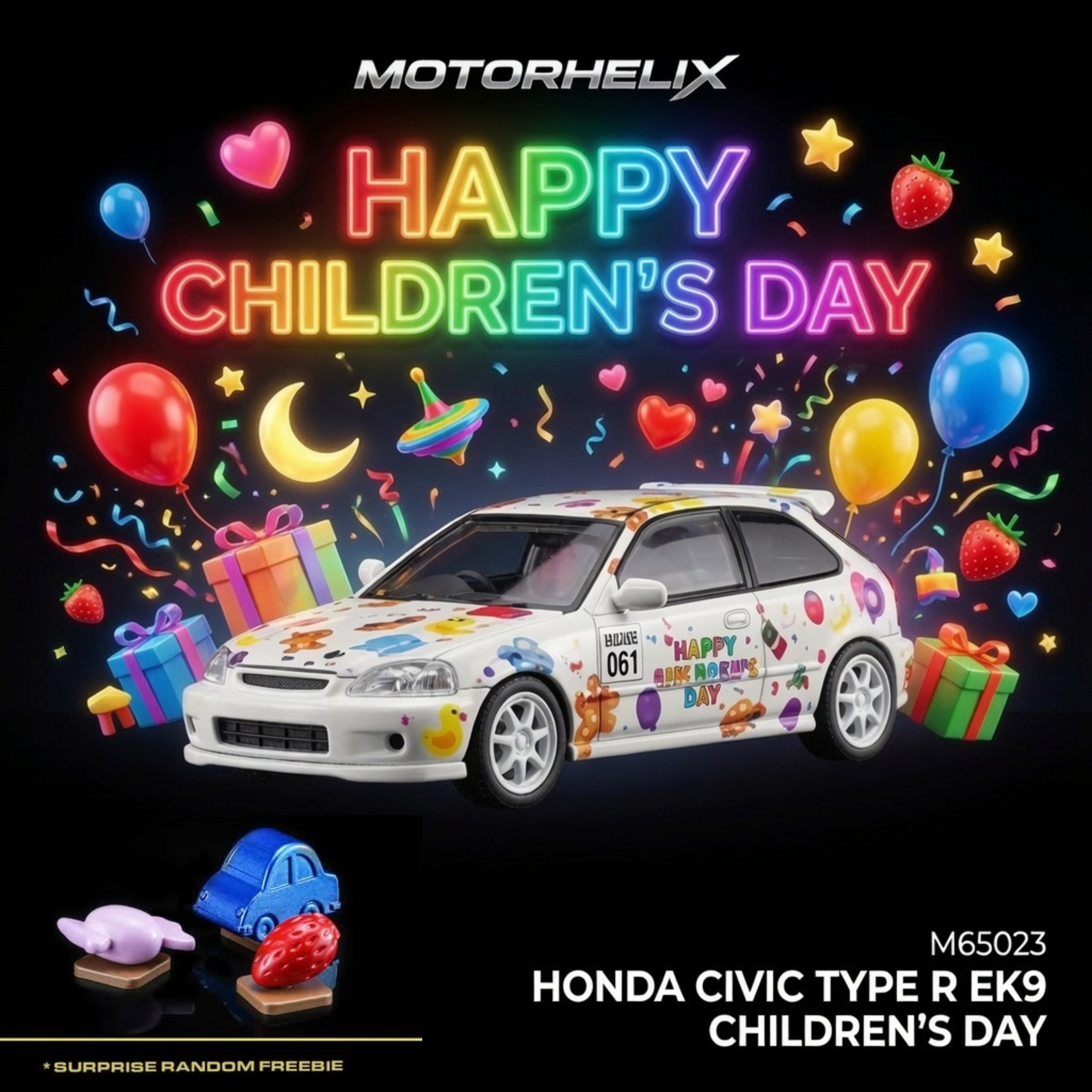 MOTORHELIX 1/64 Honda Civic TYPE R (EK9) Children‘s Day Limited Edition M65023 1:64 diecast model