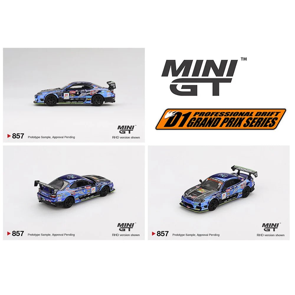 MINI GT 1/64 Japan Exclusive Nissan Silvia (S15) D - MAX Racing 46 2023 D1 Grand Prix – Limited Edition Blister Packaging MGT00857 - BL 1:64 diecast model
