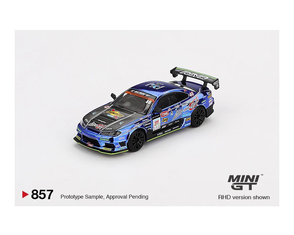 MINI GT 1/64 Japan Exclusive Nissan Silvia (S15) D - MAX Racing 46 2023 D1 Grand Prix – Limited Edition Blister Packaging MGT00857 - BL 1:64 diecast model