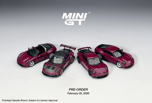(PREORDER) MINI GT 1:64 PORSCHE 911 (992.1) RUBYSTONE RED SET OF 4 MGTS0021 1:64 diecast model
