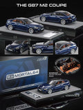 Mortal 1/64 BMW G87 M2 Coupe diecast model in acrylic display case